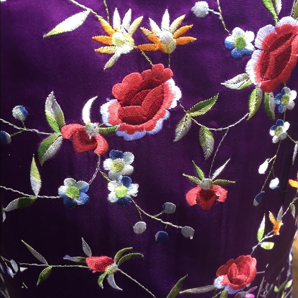 Classic mandarin style floral print purple, floral vintage vest free shipping - Picture 7 of 12